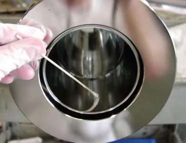 Inspecting a passivated Hastelloy component at Harrison Electropolishing