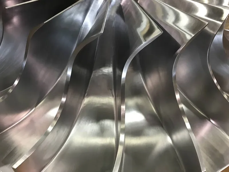Mechanically polished stainless steel impeller at Harrison Electropolishing