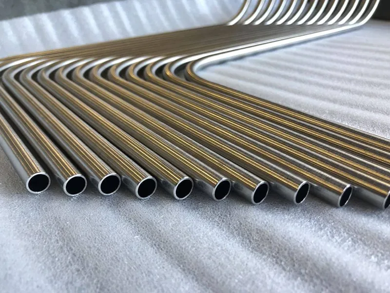 Polished titanium and stainless tube bundle finished at Harrison Electropolishing
